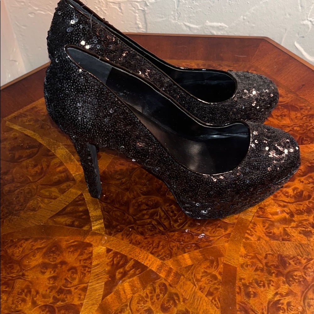 Black sequin Jessica Simpson stilettos